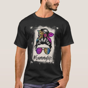 Camiseta La vida de Gammy blanqueada Bun Rainbow Leopard Mo