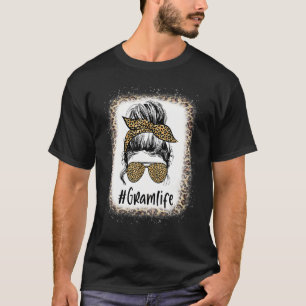Camiseta La vida de Gram blanqueada y desordenada del leopa