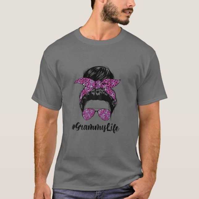 Camiseta La vida de Grammy de las mujeres Messy Bun Hair Le (Anverso)