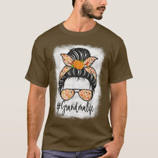 Camiseta La vida de la abuela desordenada Bun otoño caída f
