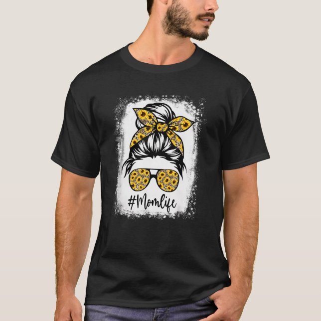 Camiseta La vida de la madre del girasol blanqueada para el (Anverso)