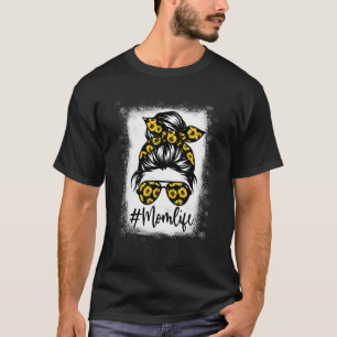 Camiseta La vida de la madre del girasol blanqueada para el