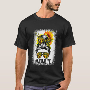 Camiseta La vida de la madre del girasol blanqueada para el