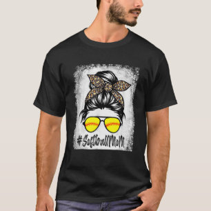 Camiseta La Vida De La Madre Del Softball Con El Leopard Y 