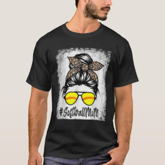Camiseta La Vida De La Madre Del Softball Con El Leopard Y 