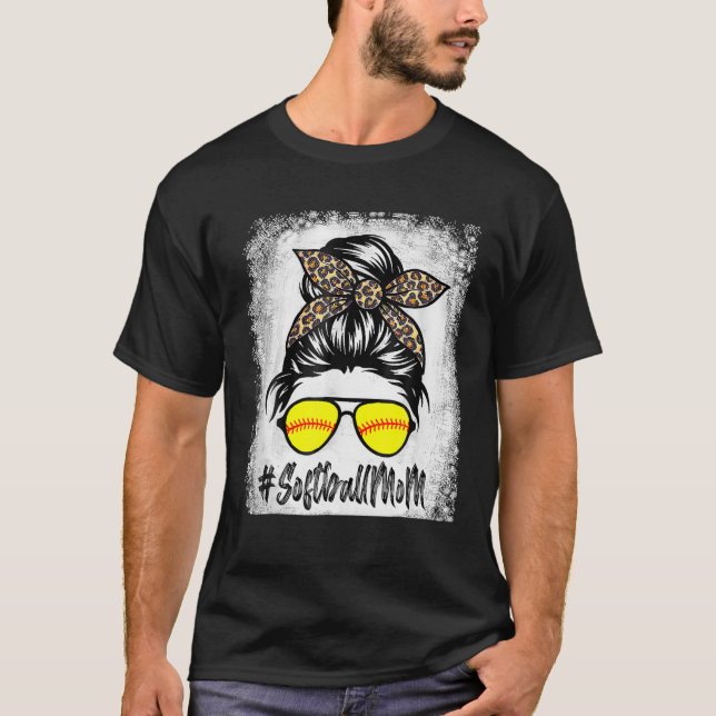 Camiseta La Vida De La Madre Del Softball Con El Leopard Y  (Anverso)