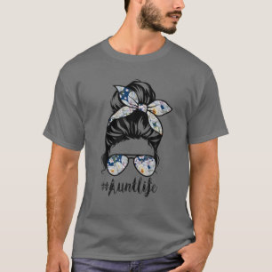 Camiseta La vida de la tía, desordenada, con el pelo moreno