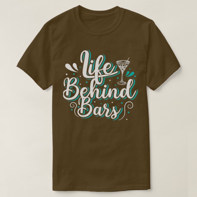 Camiseta La vida de los barman tras las rejas es divertida, (Diseño del anverso)