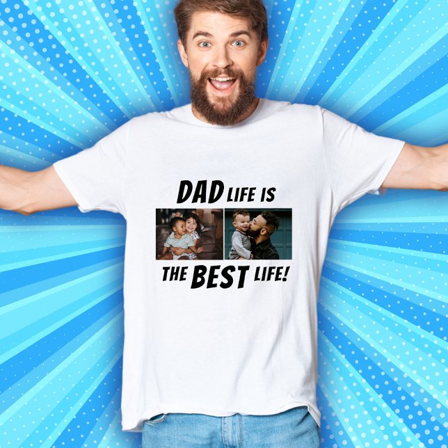 Camiseta La vida de papá es el mejor padre de dos fotos de  (Subido por el creador)