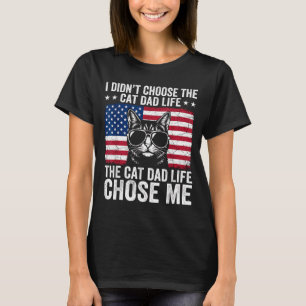 Camiseta La vida de papá gato me eligió Bandera americana d