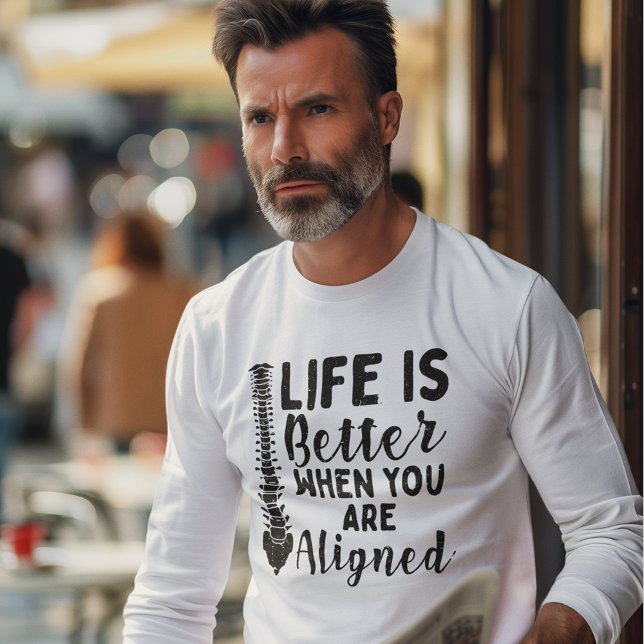 Camiseta La vida de quiropráctico es mejor cuando se alinea (Chiropractic Life is Better Aligned Long Sleeve Mens T-Shirt)
