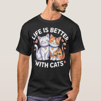 Camiseta La vida del amante de los gatos en San Valentín es