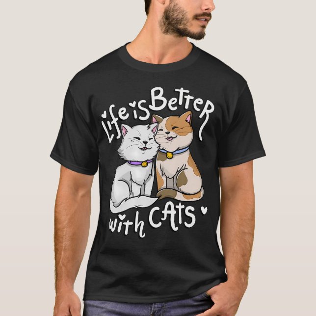 Camiseta La vida del amante del gato de San Valentín es mej (Anverso)