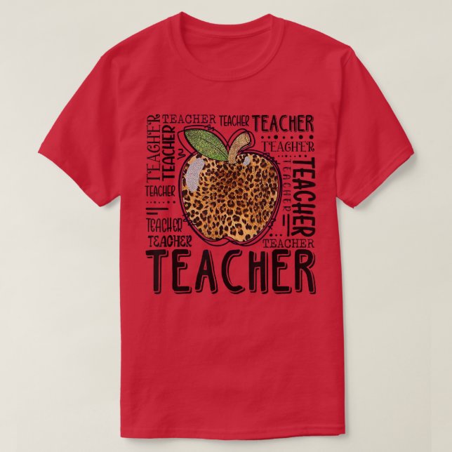 Camiseta La vida del profesor Apple Leopard Print Teacher d (Diseño del anverso)