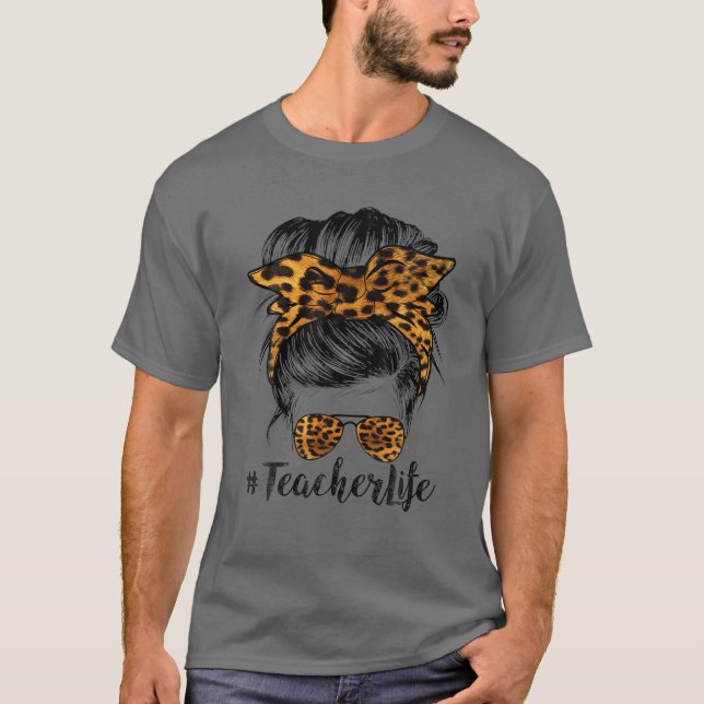 Camiseta La vida del profesor Divertido Messy Bun Hair Band (Anverso)