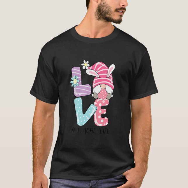Camiseta La vida del profesor Pascua Gnome Bunny Love Easte (Anverso)