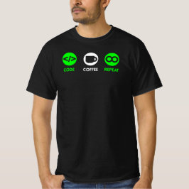 Camiseta La vida del programador de repetición de café de c