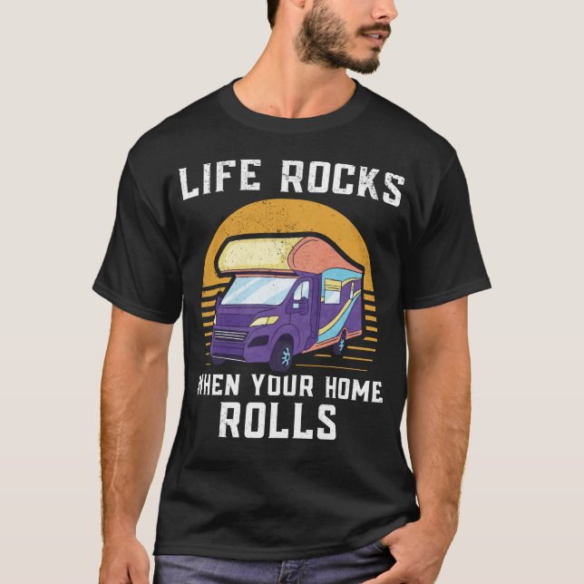 Camiseta La vida en camping sacude cuando tu casa se mueve  (Anverso)