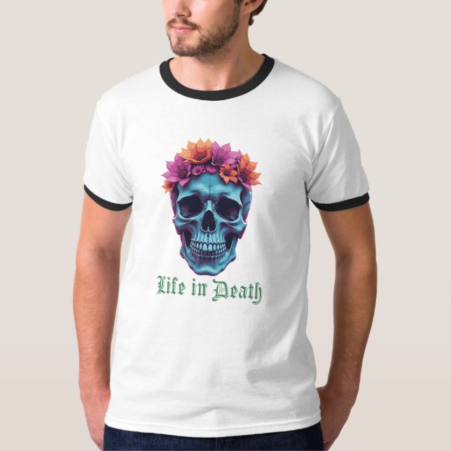 Camiseta La vida en la muerte, el florecimiento en azul (Anverso)