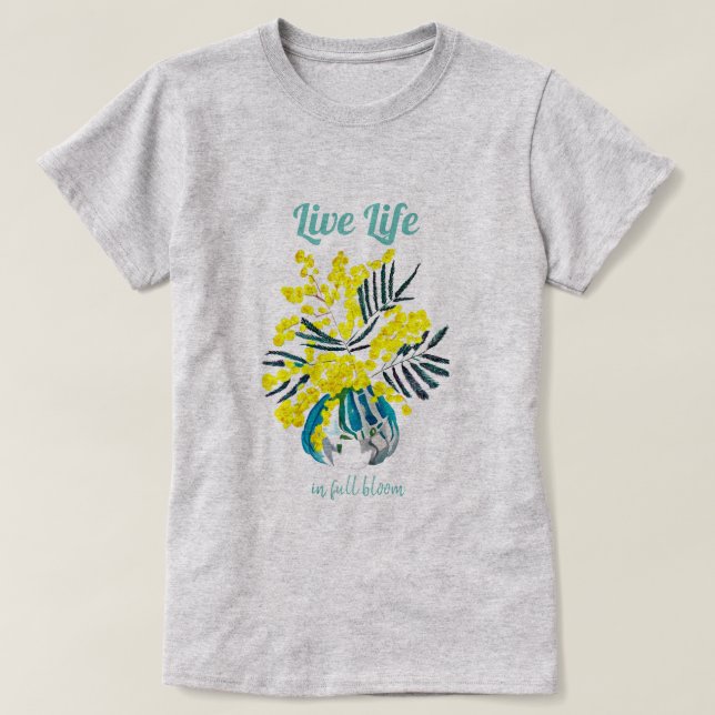 Camiseta La vida en plena floración flores de wattle amaril (Diseño del anverso)