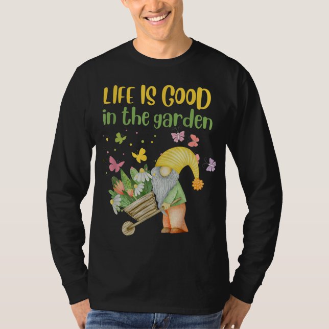 Camiseta La vida es buena en la primavera del gnomo del jar (Anverso)