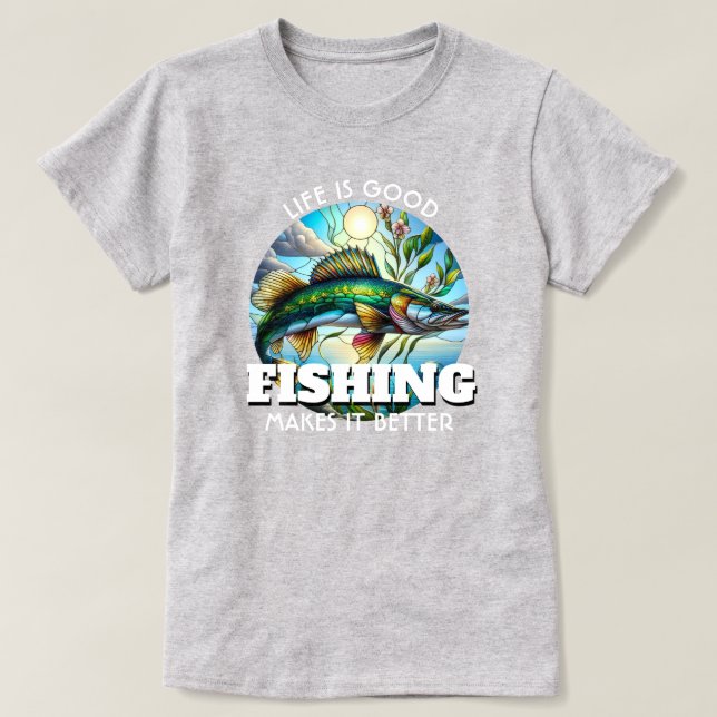 Camiseta La vida es buena pesca (Diseño del anverso)