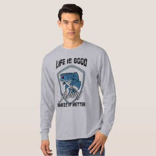 Camiseta la vida es buena pescar hace que sea mejor