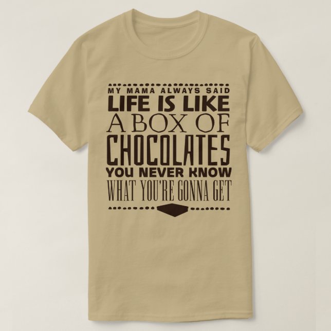 Camiseta La vida es como una caja de chocolate (Diseño del anverso)