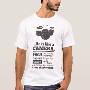 Camiseta La vida es como una cita de cámara en blanco y neg