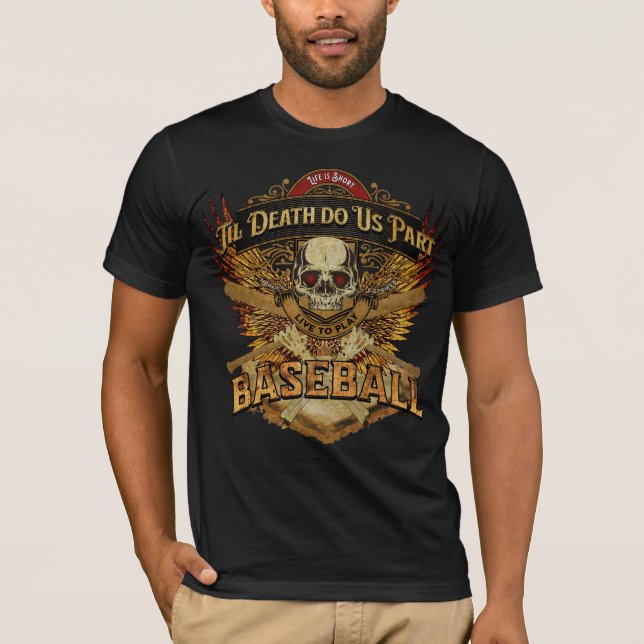 Camiseta La vida es corta - Live to Play Baseball - Fire Go (Anverso)