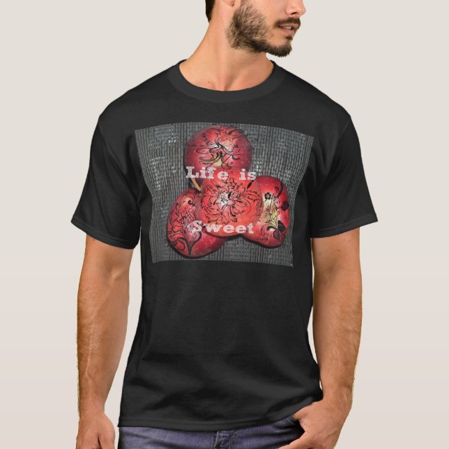 Camiseta La vida es diseño artístico de manzanas rojas Swee (Anverso)
