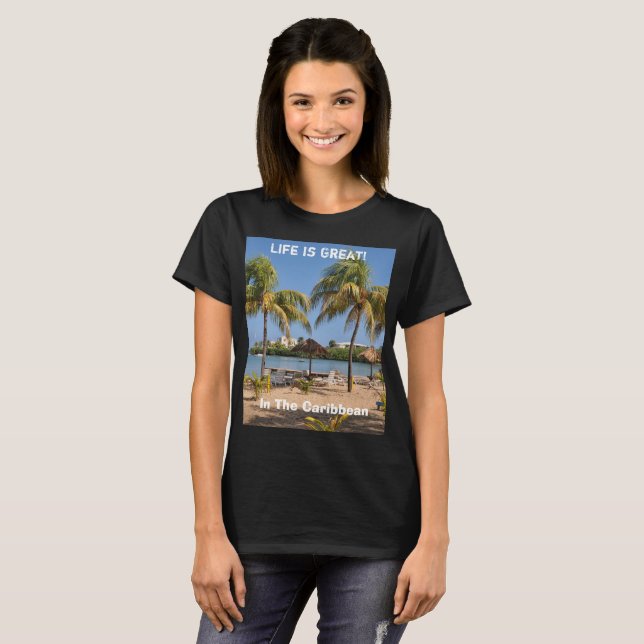 Camiseta La vida es la gran playa de las Islas Vírgenes del (Anverso completo)