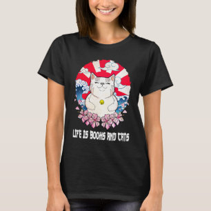 Camiseta La vida es libros y gatos Libro Gato Mamá Ratón d