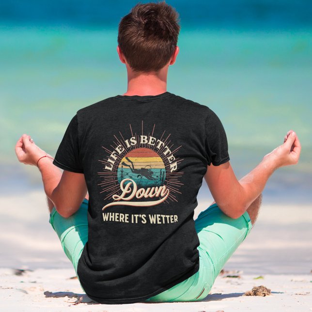 Camiseta La vida es mejor abajo donde es más húmeda (Funny Scuba Diving T Shirts for Men)