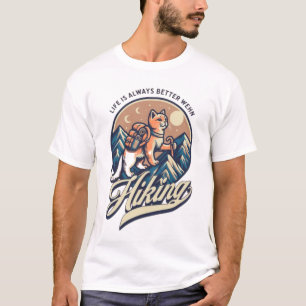 Camiseta La vida es mejor al caminar - Gato aventurero