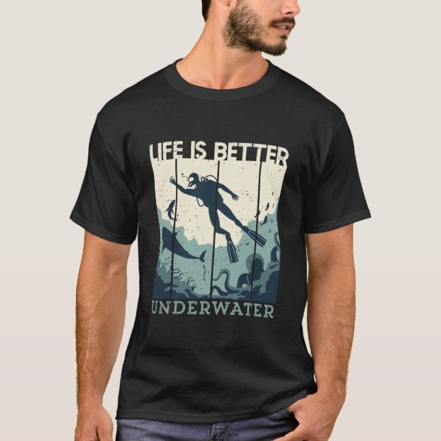 Camiseta La vida es mejor buceo submarino (Anverso)