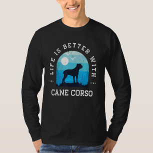 Camiseta La vida es mejor Cane Corso vintage azul perro mam