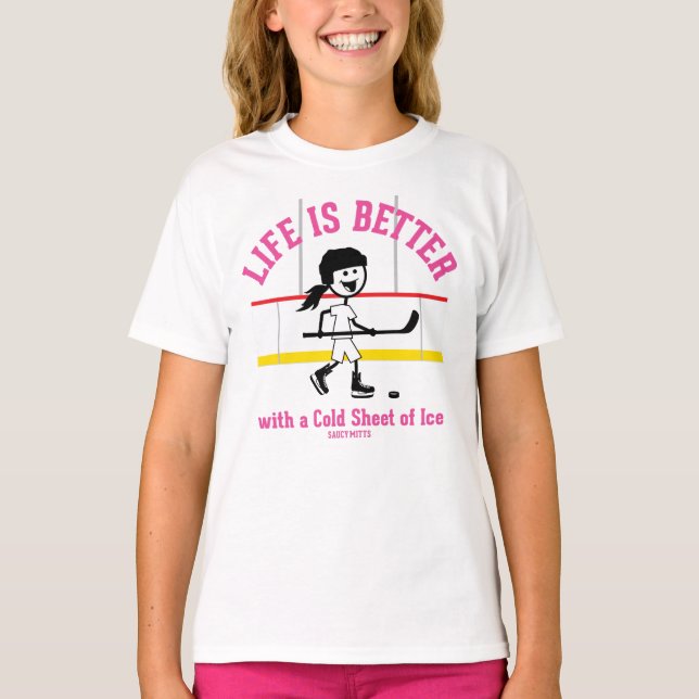 Camiseta La vida es mejor Chica jugador de hockey Personali (Anverso)