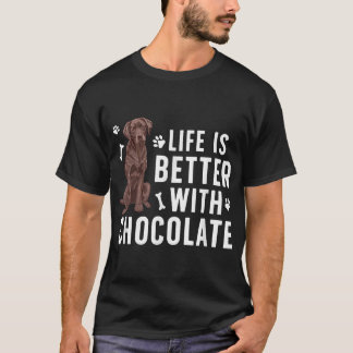 Camiseta La Vida Es Mejor Chocolate Labrador Propietario Ch