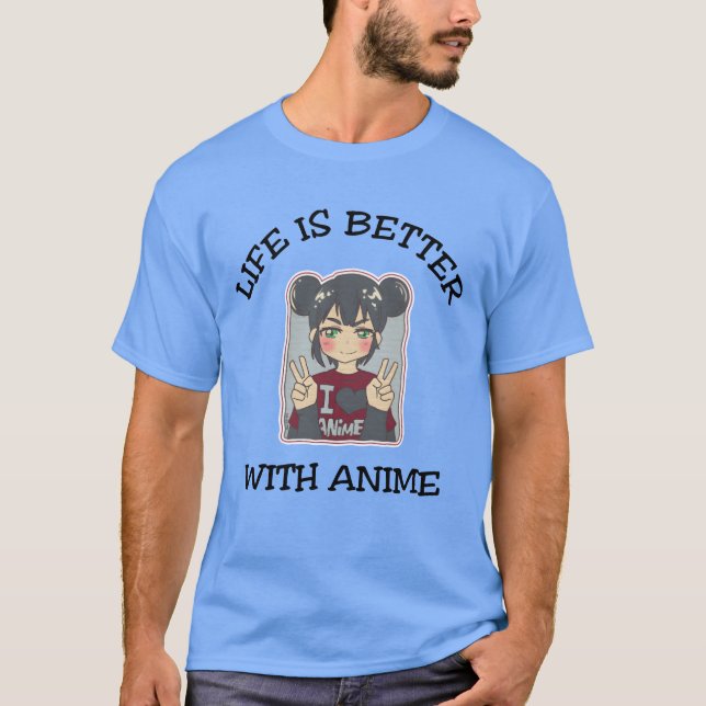 Camiseta La vida es mejor con anime retro (Anverso)