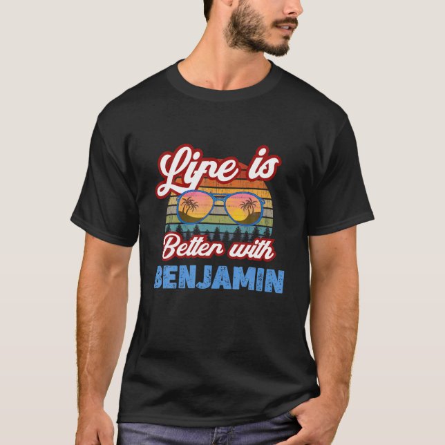 Camiseta La Vida Es Mejor Con Benjamin Funny Men/Boy/Baby N (Anverso)