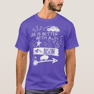 Camiseta La Vida Es Mejor Con Bison Retro Funny Bison Buff