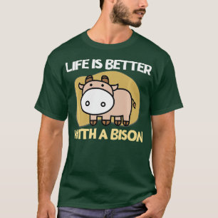 Camiseta La Vida Es Mejor Con Bison Retro Funny Bison Buff