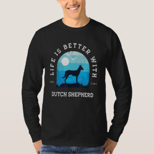 Camiseta La vida es mejor con Dutch Shepherd 2 Vintage Blue