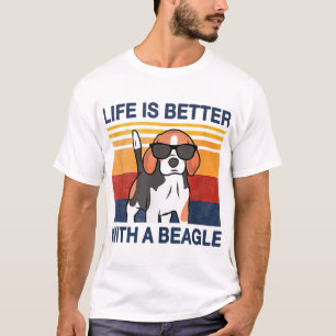 Camiseta La vida es mejor con el Beagle Vintage Dog Design 