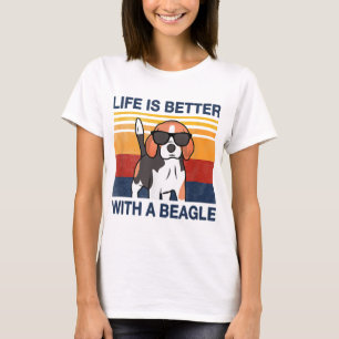 Camiseta La vida es mejor con el Beagle Vintage Dog Design 