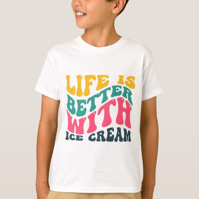 Camiseta La Vida Es Mejor Con El Helado Cream Gracioso Retr (Anverso)