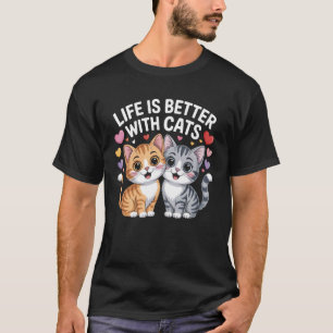 Camiseta La vida es mejor con gatos para divertido gato car