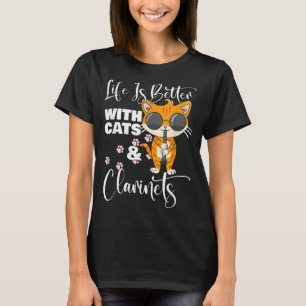Camiseta La Vida Es Mejor Con Gatos Y Clarinets Kitty Clari