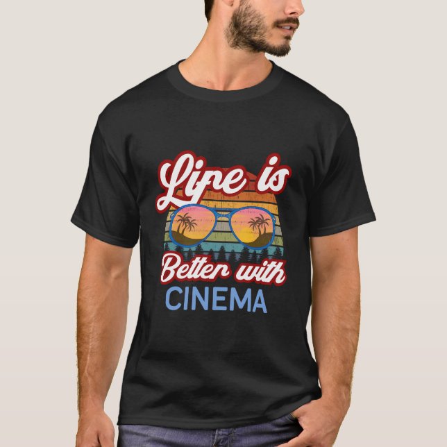 Camiseta La vida es mejor con la diversión clásica del cine (Anverso)